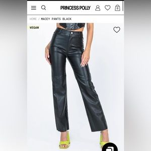 Princess Polly Macey Faux Leather Pants Black